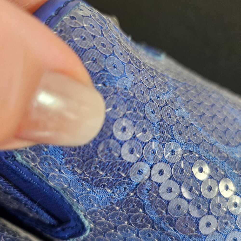 Coach "KIVY" Blue Sequins Slip On Sneakers Size 8M Luxury Sneakers. - Picture 9 of 13